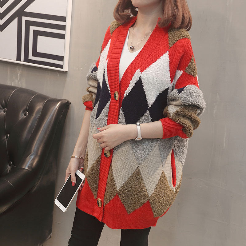 Cardigan en tricot à motifs pour femmes avec détails de boutons et coupe décontractée Chic und Stil