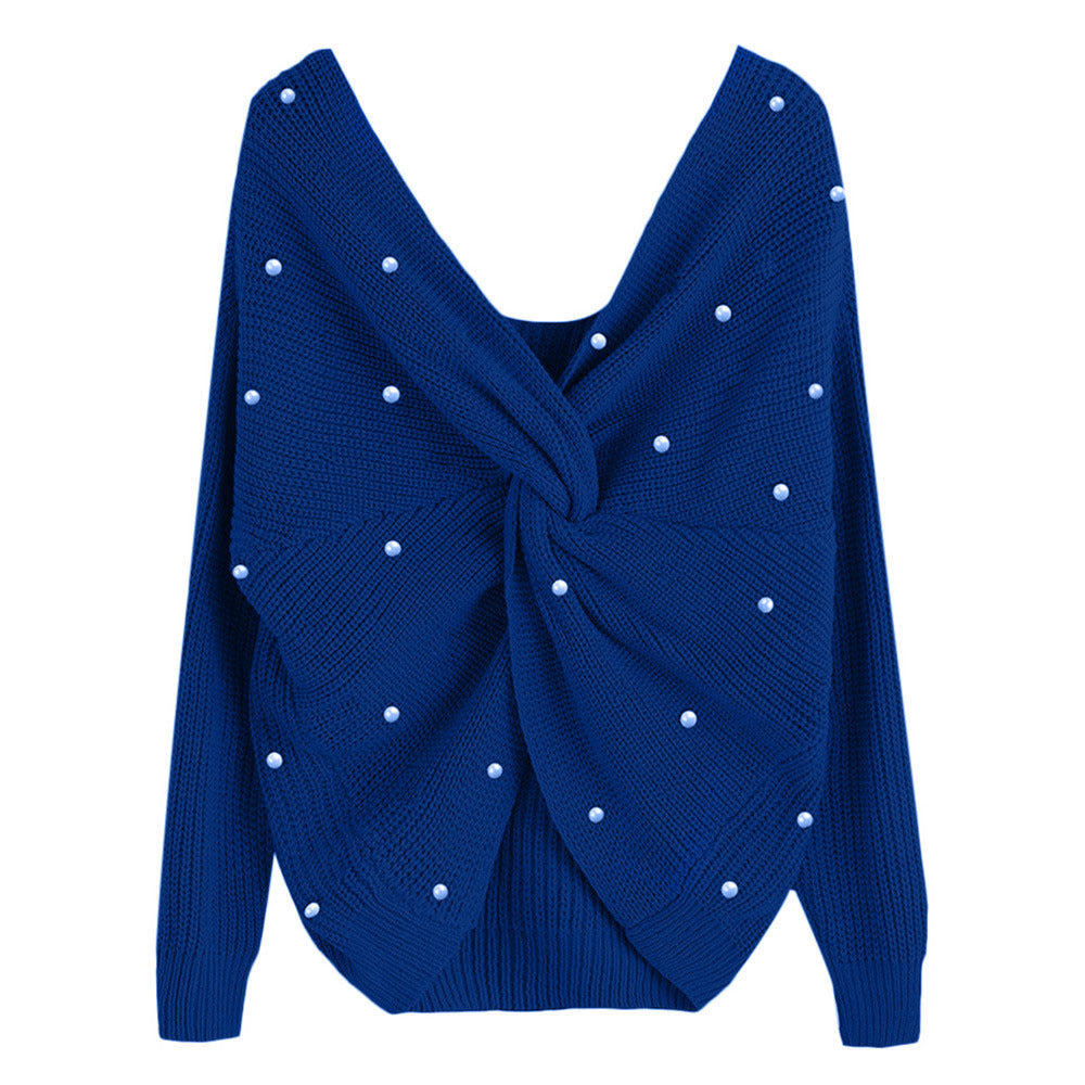 Pull femme en tricot avec détail torsadé et garniture en perles Chic und Stil