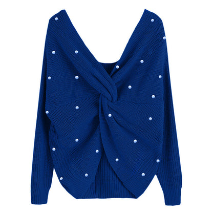Pull femme en tricot avec détail torsadé et garniture en perles Chic und Stil