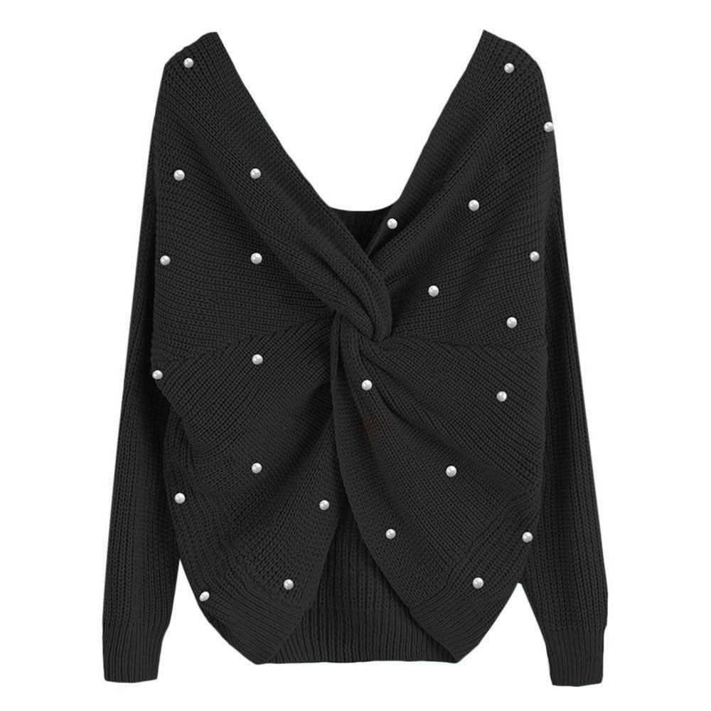 Pull femme en tricot avec détail torsadé et garniture en perles Chic und Stil