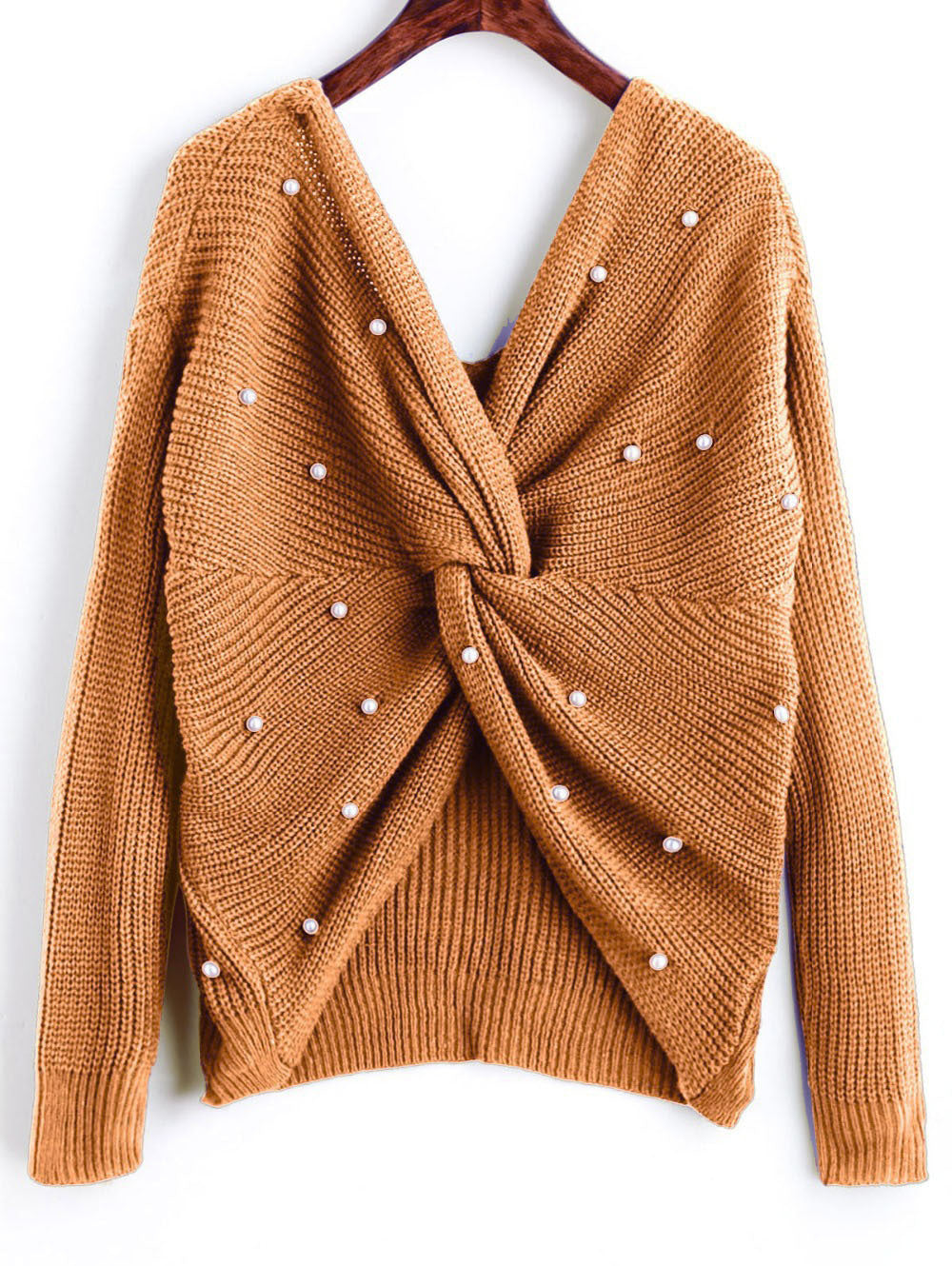 Pull femme en tricot avec détail torsadé et garniture en perles Chic und Stil