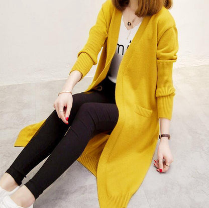 Cardigan long en tricot pour dames avec coupe décontractée et décolleté en V profond Chic und Stil