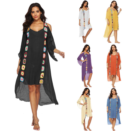 Dames Floral Brodé Couverture de Plage Chic und Stil