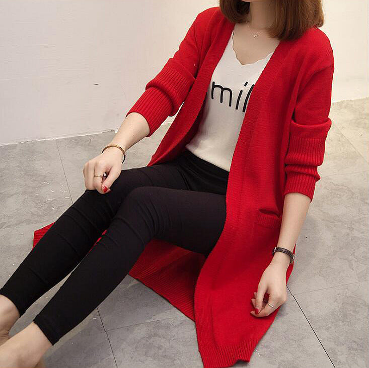 Cardigan long en tricot pour dames avec coupe décontractée et décolleté en V profond Chic und Stil