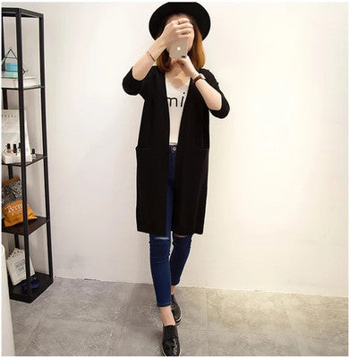 Cardigan long en tricot pour dames avec coupe décontractée et décolleté en V profond Chic und Stil