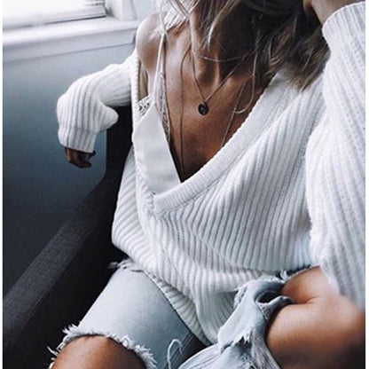 Pull en tricot décontracté pour femmes avec décolleté asymétrique et coupe amples Chic und Stil