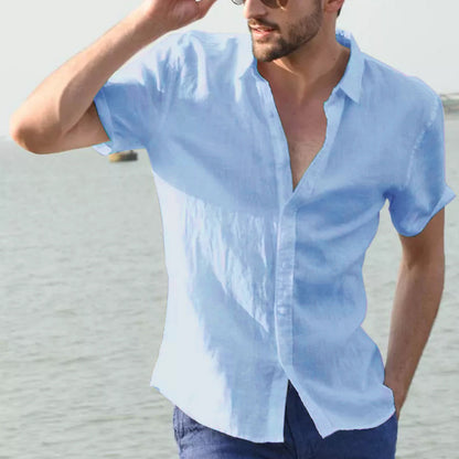 Chemise en lin à manches courtes pour hommes avec col moderne et structure aérienne Chic und Stil