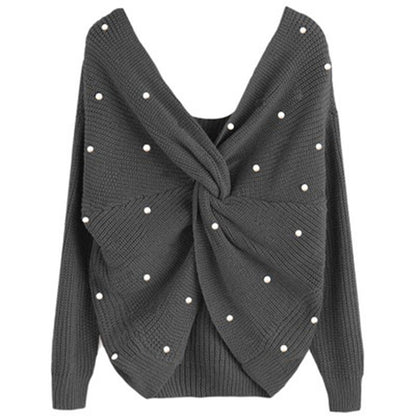 Pull femme en tricot avec détail torsadé et garniture en perles Chic und Stil