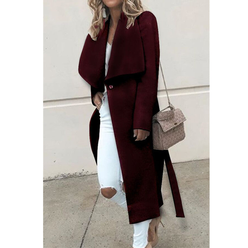 Dames élégant trench-coat avec large revers et coupe étroite Chic und Stil