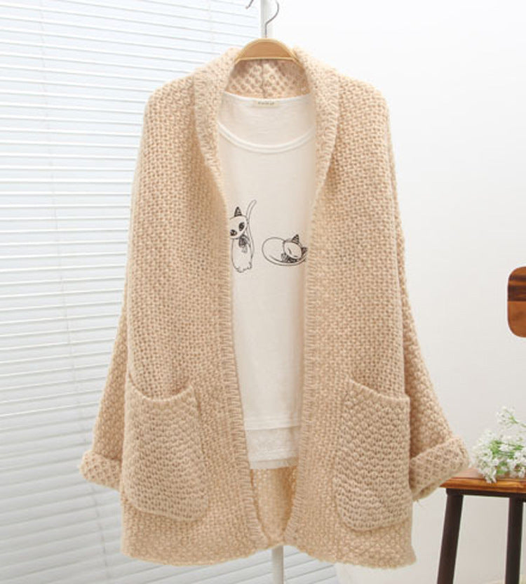 Cardigan en grosse maille pour femmes avec bords bruts et poches pratiques Chic und Stil