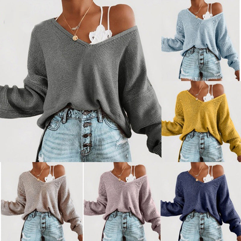 Casual pullover for women with deep V-neck and raglan sleeves Chic und Stil
