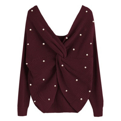 Pull femme en tricot avec détail torsadé et garniture en perles Chic und Stil