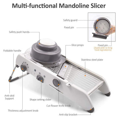 Chic und Stil | Mandolin Vegetable Slicer – Professional Grater with Adjustable 304 Stainless Steel Blades