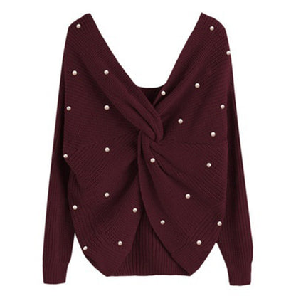 Pull en tricot à design drapé pour femmes avec des détails ornés de perles Chic und Still