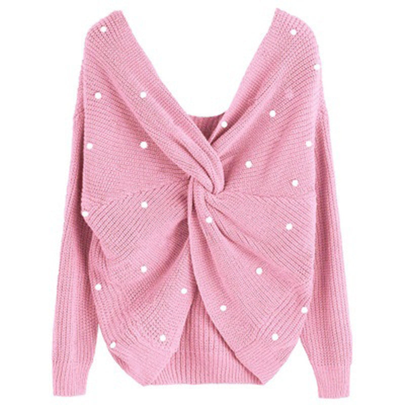 Pull femme en tricot avec détail torsadé et garniture en perles Chic und Stil