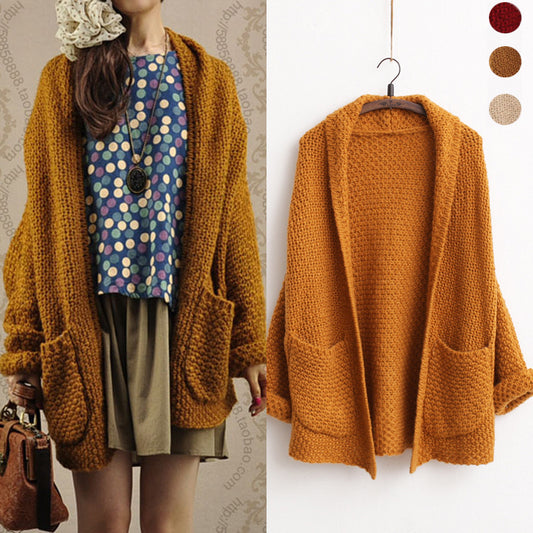 Cardigan en grosse maille pour femmes avec bords bruts et poches pratiques Chic und Stil