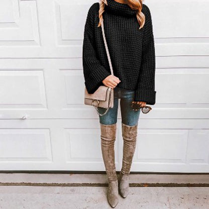 Pull en gros tricot pour femmes avec col haut et design texturé Chic und Still