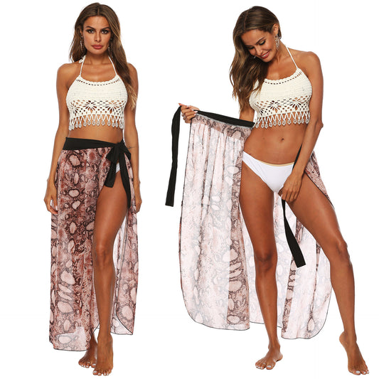 Jupe de plage en textile transparent à imprimé serpent pour femmes Chic und Stil