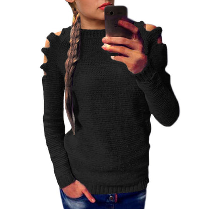 Pull en tricot à la mode pour femmes avec épaules dénudées et détails raffinés Chic und Stil