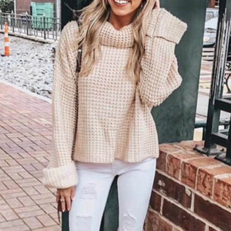 Pull en maille épaisse pour femmes avec col montant et coupe ample Chic und Stil