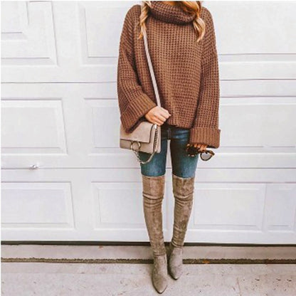 Pull en gros tricot pour femmes avec col haut et design texturé Chic und Still