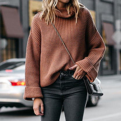 Pull en tricot confortable pour femmes avec une coupe ample et des manches retroussées Chic und Stil