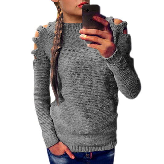 Pull en tricot à la mode pour femmes avec épaules dénudées et détails raffinés Chic und Stil