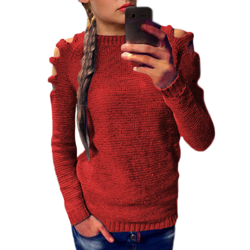 Pull en tricot à la mode pour femmes avec épaules dénudées et détails raffinés Chic und Stil