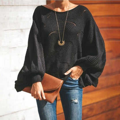 Pull-over en tricot surdimensionné pour femmes avec un motif de vagues romantique Chic und Stil