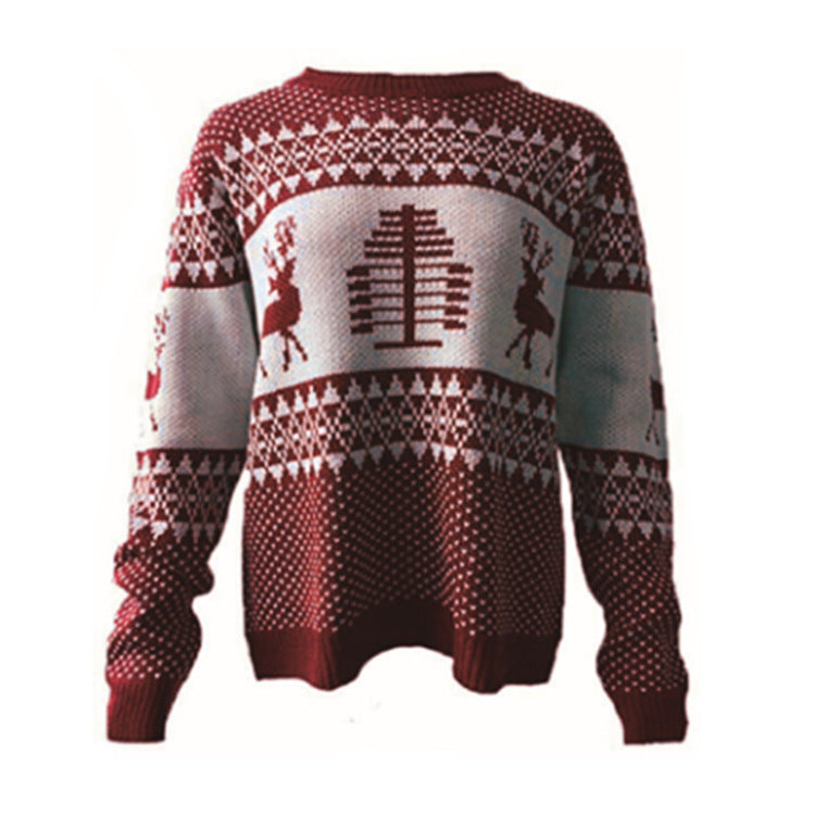 Pull en tricot de Noël pour femmes avec design de renne festif et motif géométrique Chic und Stil