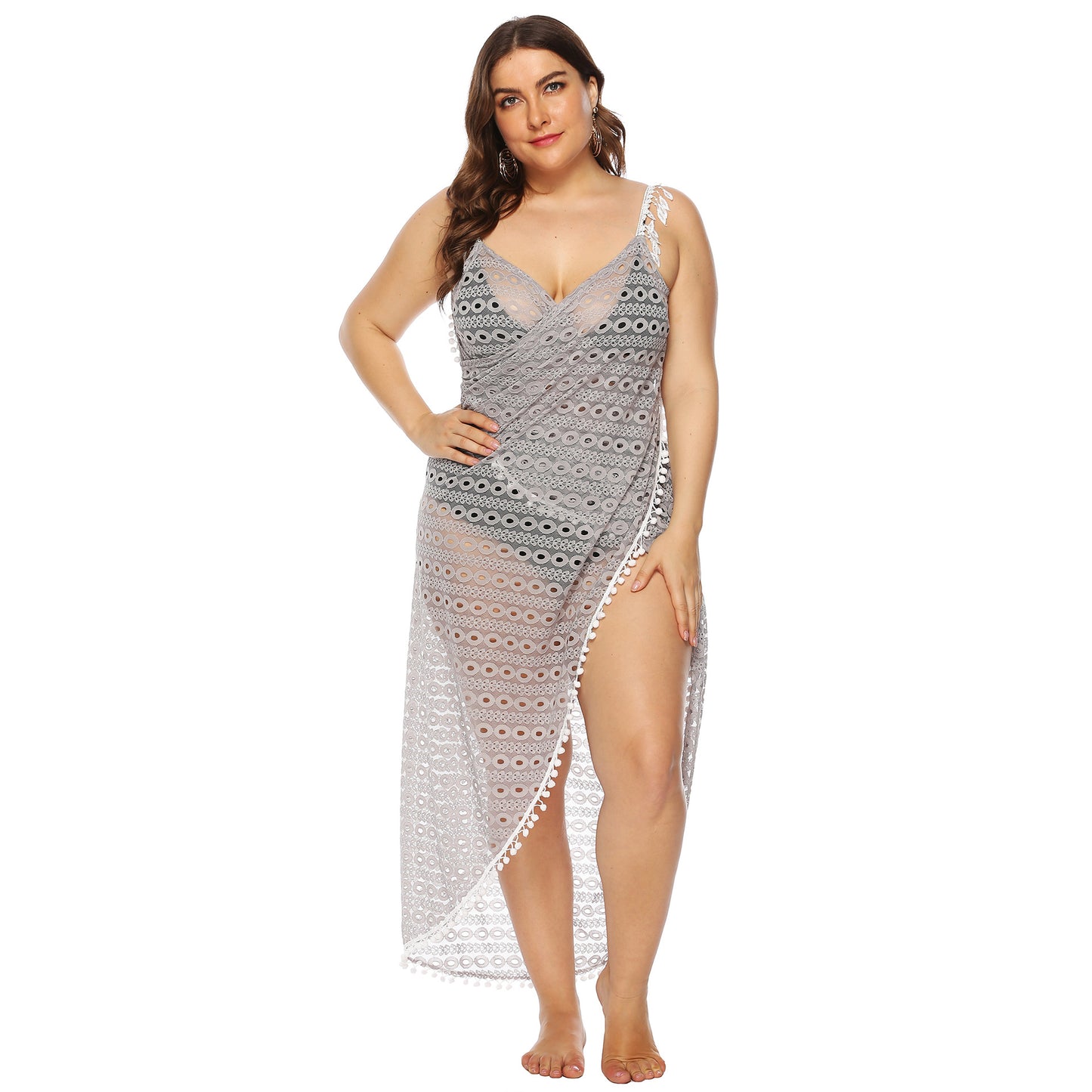 Dames Élégant Transparent Dentelle Couvrir Robe de Plage Chic und Stil