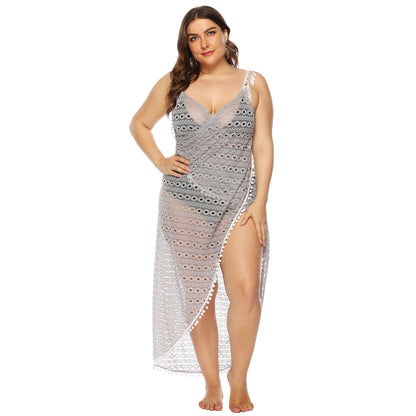 Dames Élégant Transparent Dentelle Couvrir Robe de Plage Chic und Stil