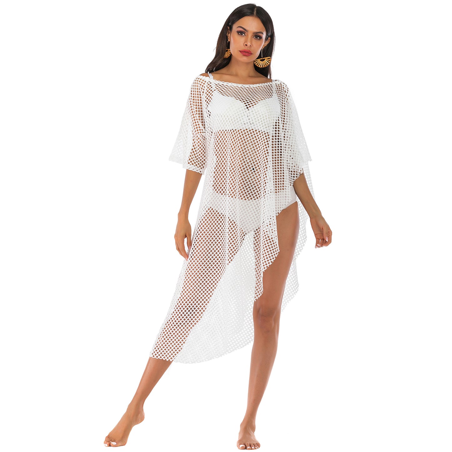 Dames Élégant Transparent Mesh Baignade Kaftan Chic und Stil