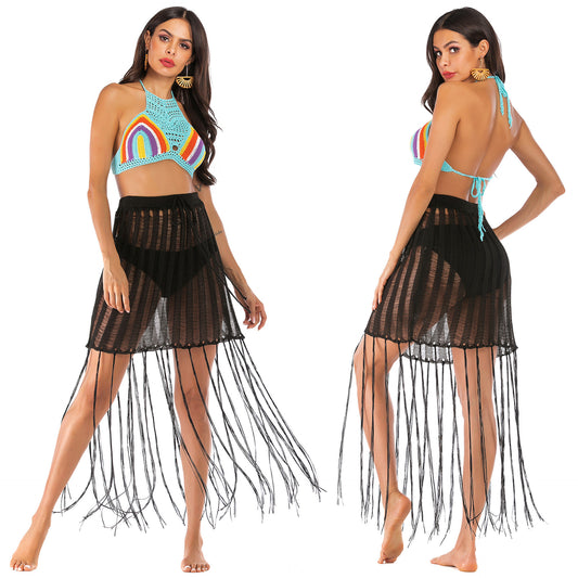 Jupe de plage à franges en crochet pour femmes Chic und Stil