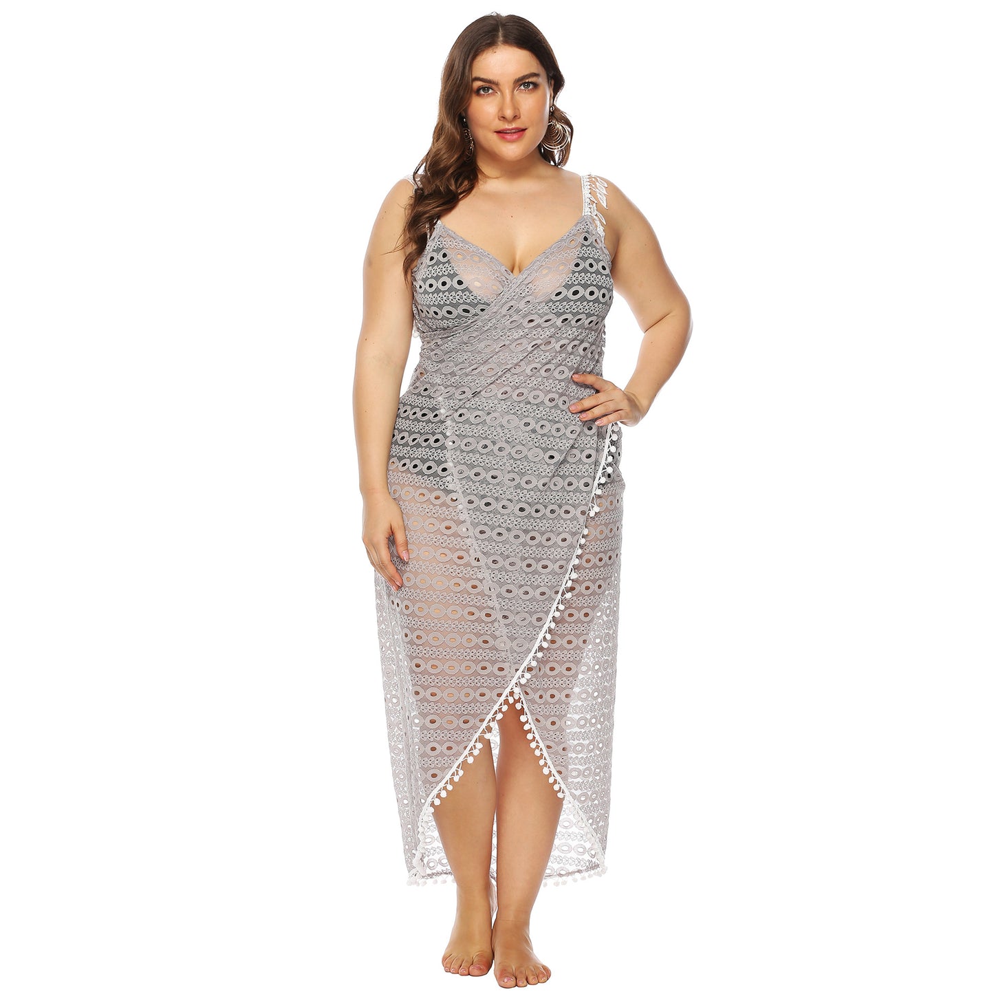 Dames Élégant Transparent Dentelle Couvrir Robe de Plage Chic und Stil