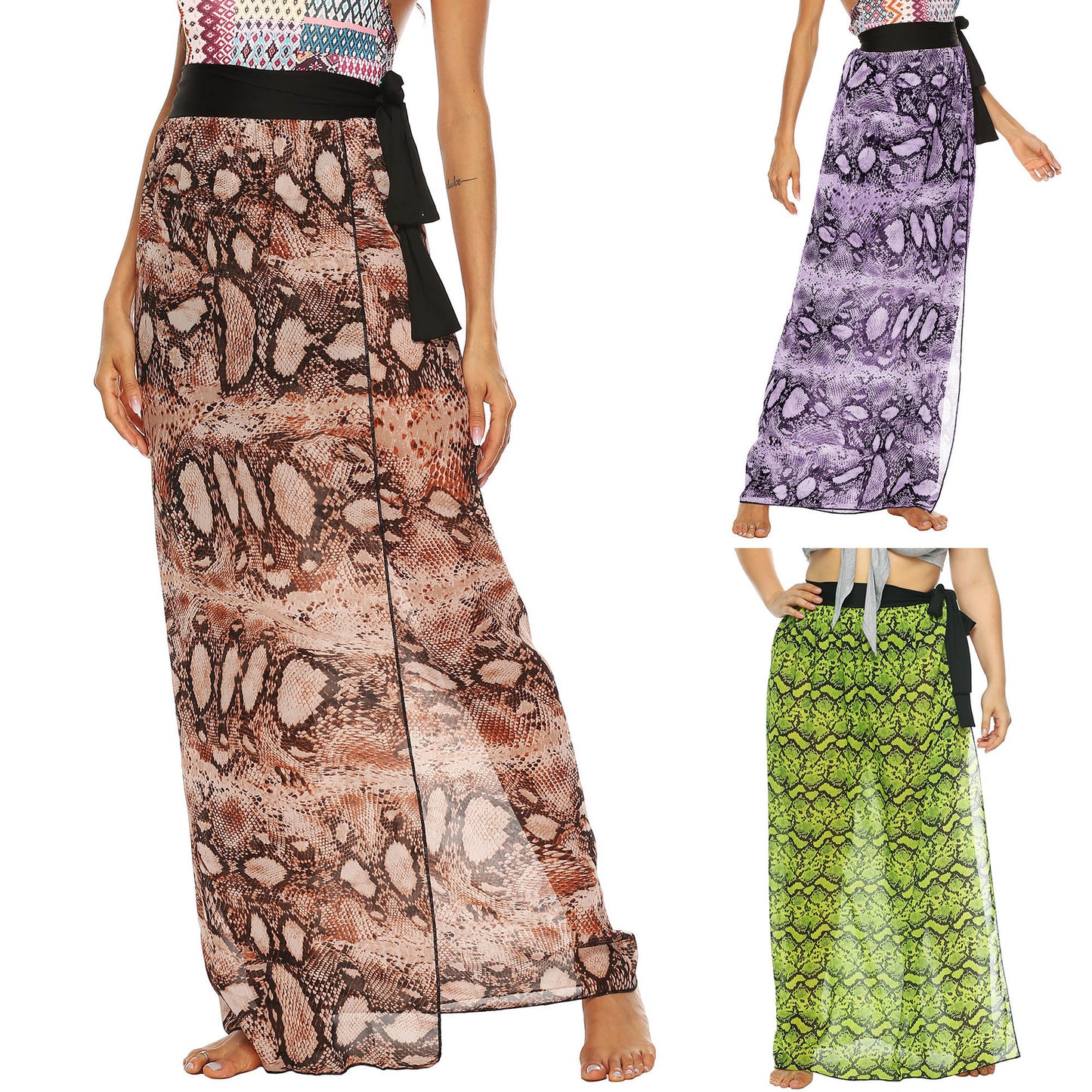 Dames Élégant Maxi Plage Sarong Enroulé Chic und Stil