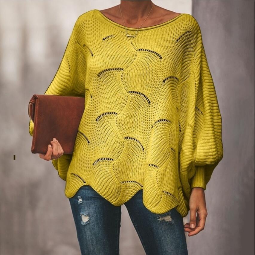 Pull-over en tricot surdimensionné pour femmes avec un motif de vagues romantique Chic und Stil