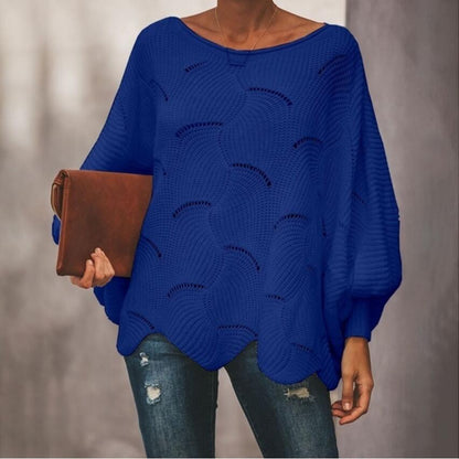 Pull-over en tricot surdimensionné pour femmes avec un motif de vagues romantique Chic und Stil