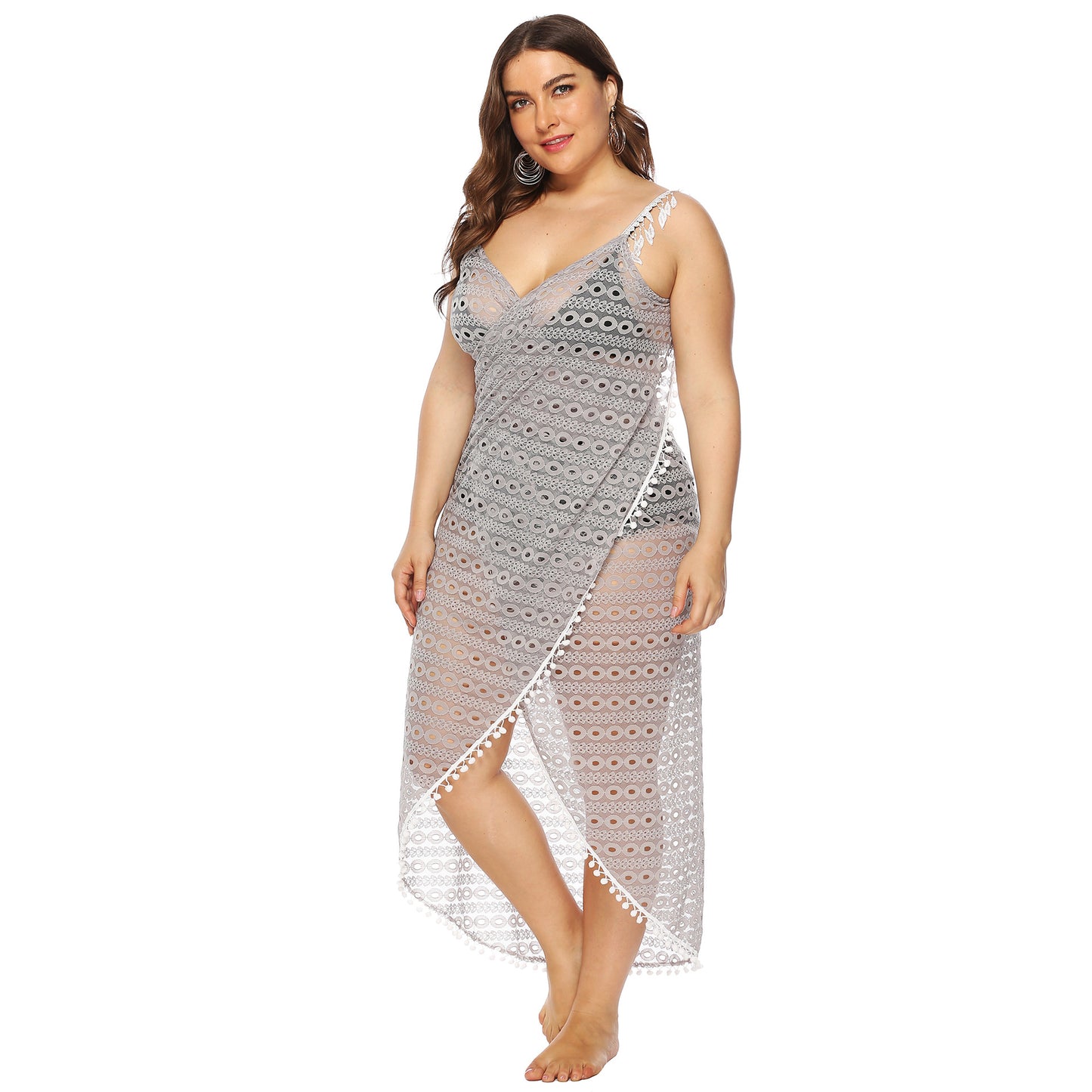 Dames Élégant Transparent Dentelle Couvrir Robe de Plage Chic und Stil
