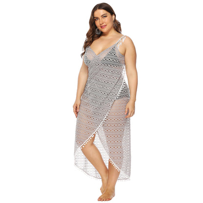 Dames Élégant Transparent Dentelle Couvrir Robe de Plage Chic und Stil