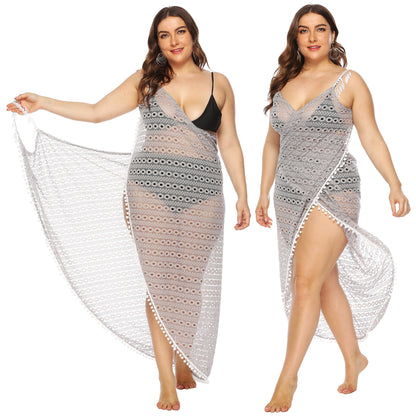 Dames Élégant Transparent Dentelle Couvrir Robe de Plage Chic und Stil