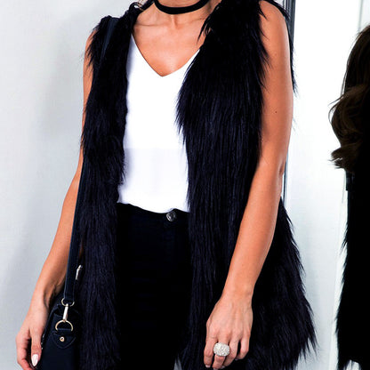 Dames élégante gilet en fausse fourrure avec coupe à la mode Chic und Stil