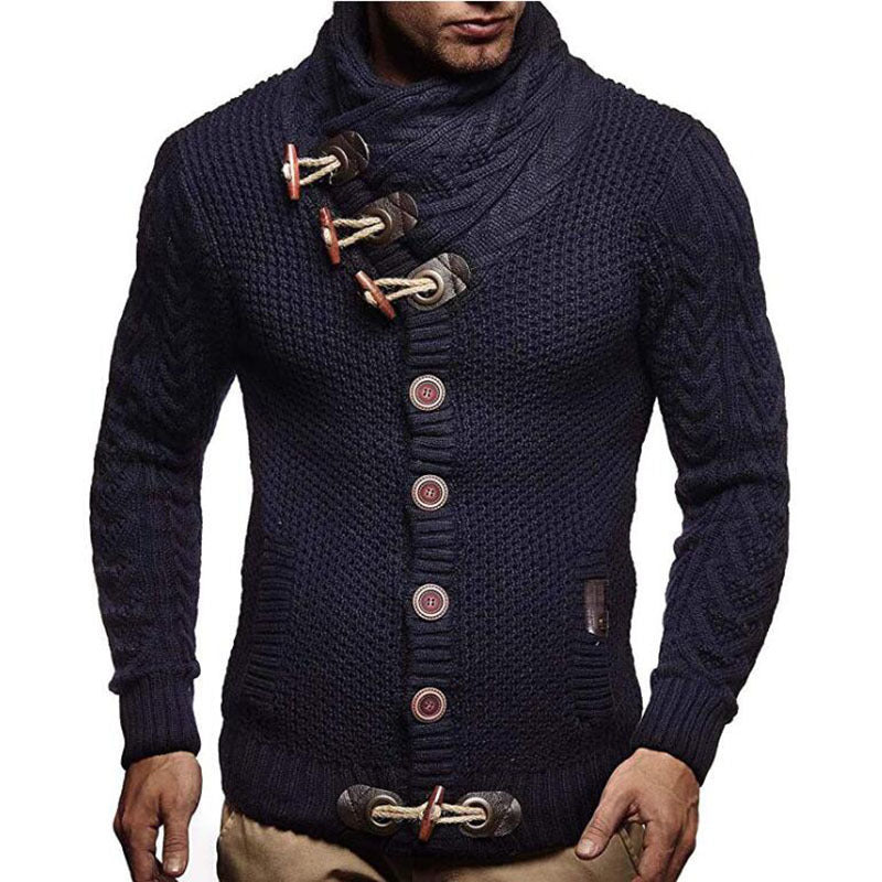 Asymmetrical collar knit jacket for men Chic und Stil