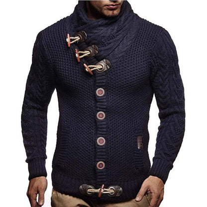 Asymmetrical collar knit jacket for men Chic und Stil
