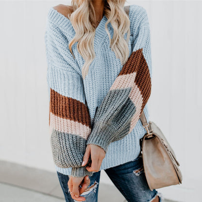 Pull en gros à col rond pour femmes avec un design moderne en blocs de couleur Chic und Stil