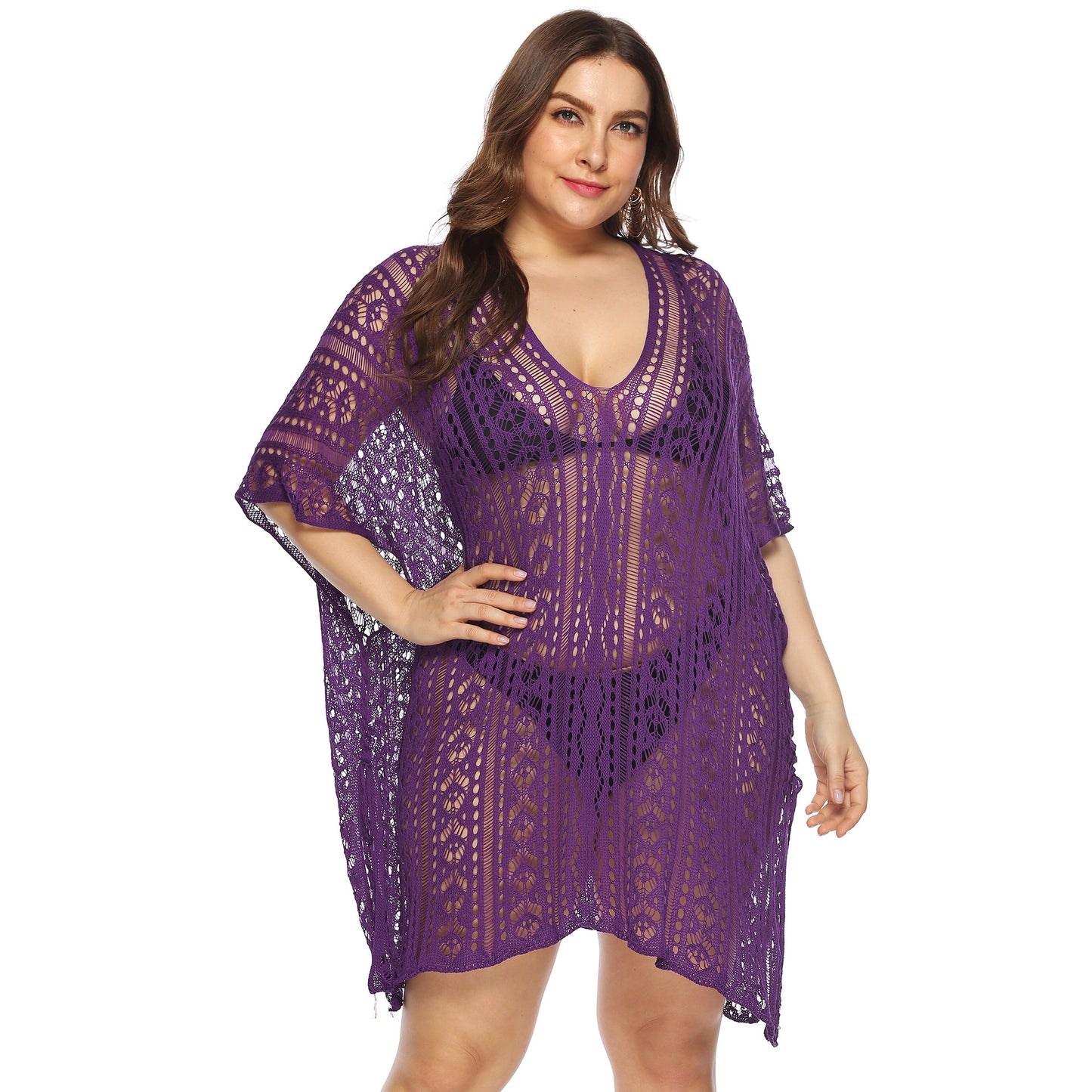 Dames Bohémien Crochet Plage Couverture Tunique Chic und Stil