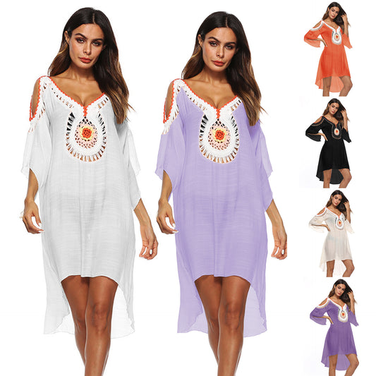 Femmes Élégant Robe de Plage Brodée Cover-Up Chic und Stil