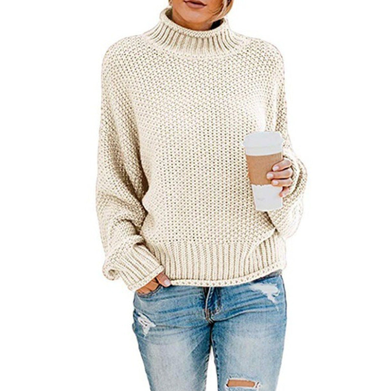 Pull en gros tricot pour femmes avec col haut et coupe décontractée Chic und Stil