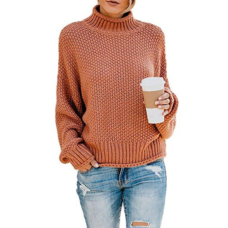 Pull en gros tricot pour femmes avec col haut et coupe décontractée Chic und Stil