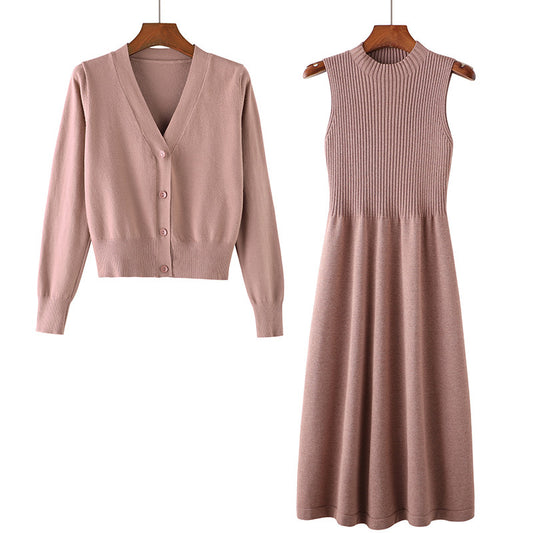 Robe en tricot pour femmes avec cardigan assorti Chic und Stil